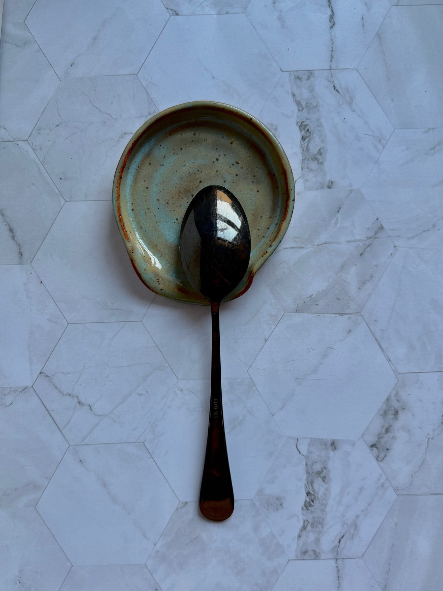 Light Blue & Beige Spoon Rest